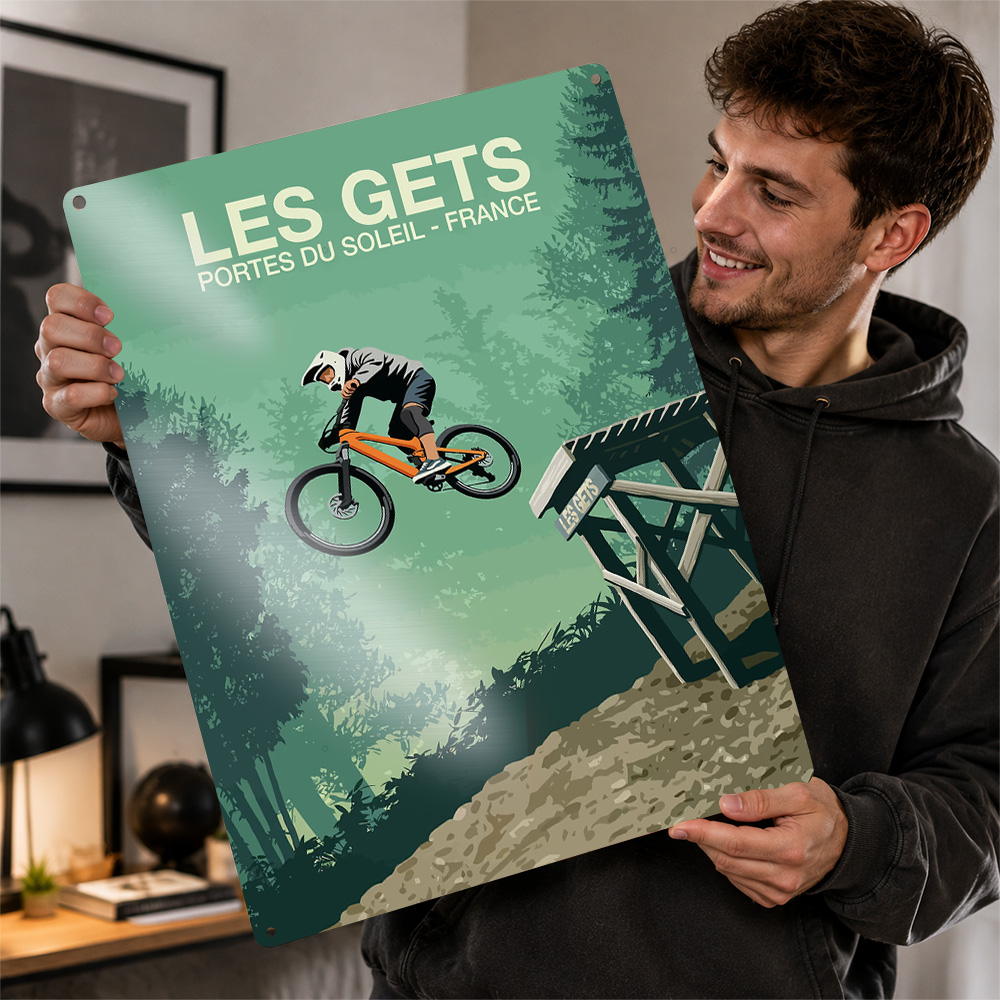 Mountain Biking Europe - Pôster impresso com tema de salto